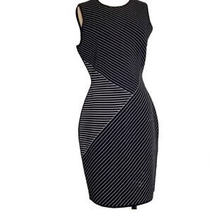 Alexander Wang Striped Black Bodycon Midi Dress Large